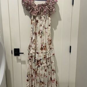 Anthropologie Maeve Floral Print Dress with Pink and Brown Accents